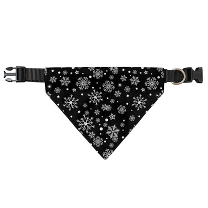 Black And White Snowflake Pattern Print Over The Collar Dog Bandana