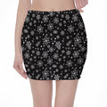 Black And White Snowflake Pattern Print Pencil Mini Skirt