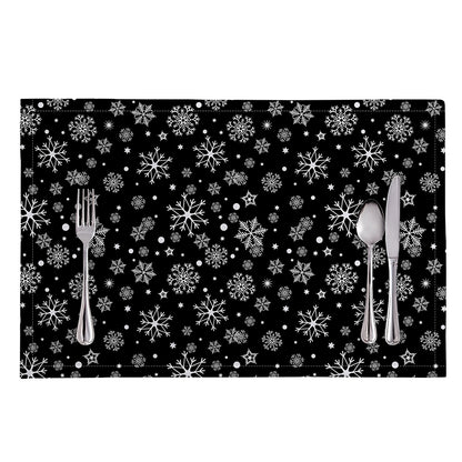 Black And White Snowflake Pattern Print Placemat