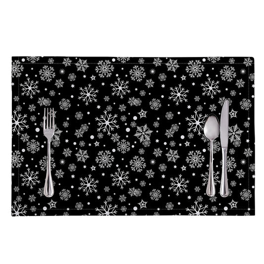 Black And White Snowflake Pattern Print Placemat