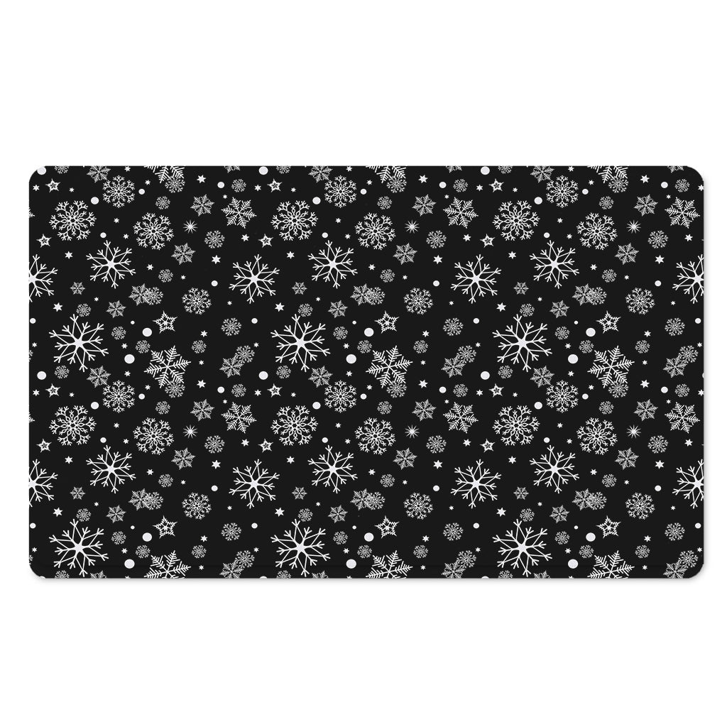 Black And White Snowflake Pattern Print Polyester Doormat