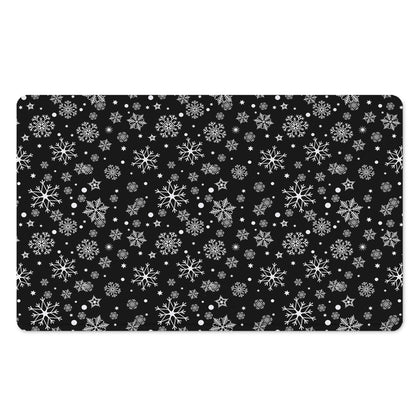 Black And White Snowflake Pattern Print Polyester Doormat