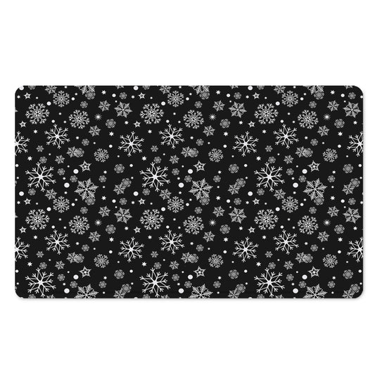 Black And White Snowflake Pattern Print Polyester Doormat