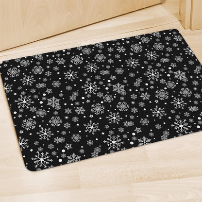 Black And White Snowflake Pattern Print Polyester Doormat