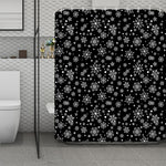 Black And White Snowflake Pattern Print Polyester Shower Curtain