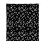 Black And White Snowflake Pattern Print Polyester Shower Curtain