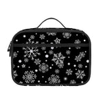 Black And White Snowflake Pattern Print Portable Lunch Bag