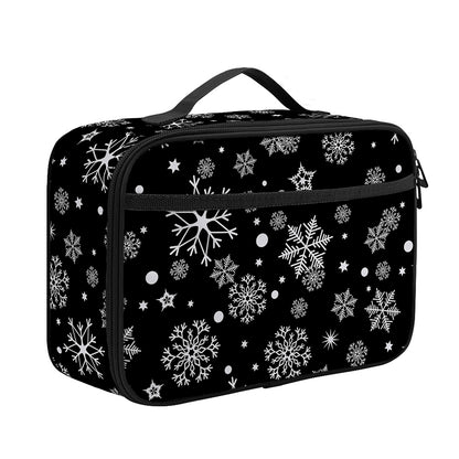 Black And White Snowflake Pattern Print Portable Lunch Bag