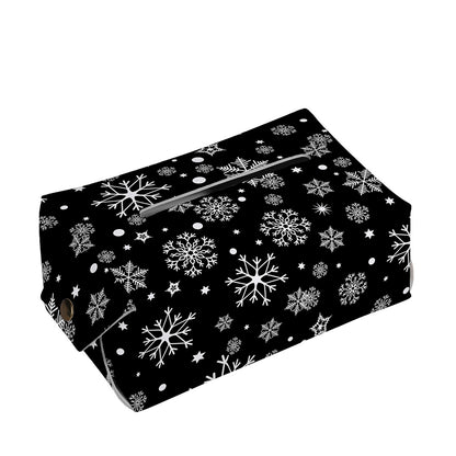 Black And White Snowflake Pattern Print Rectangle Tissue Box Cover