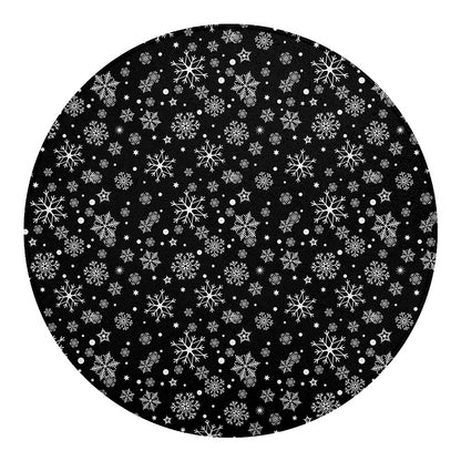 Black And White Snowflake Pattern Print Round Blanket