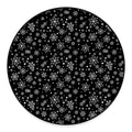 Black And White Snowflake Pattern Print Round Floor Mat