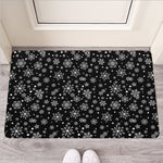 Black And White Snowflake Pattern Print Rubber Doormat