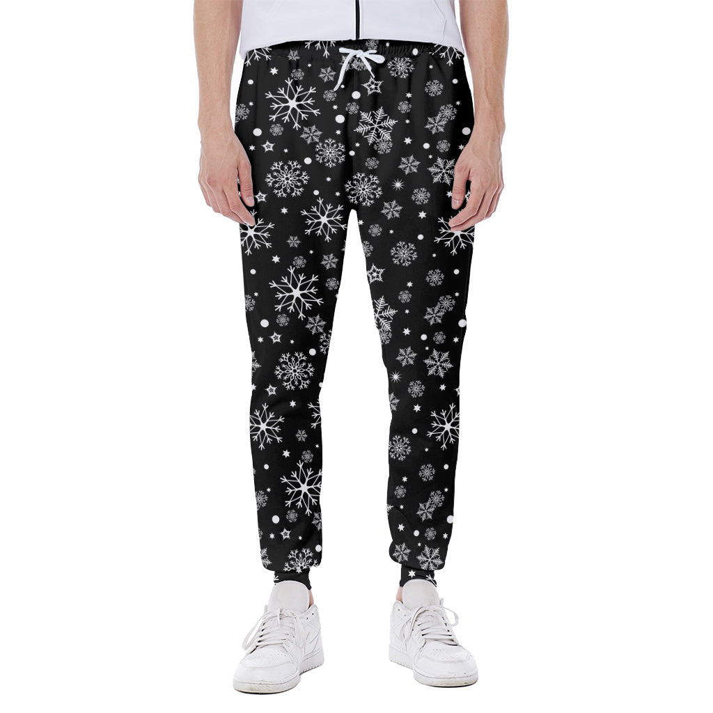 Black And White Snowflake Pattern Print Scuba Joggers