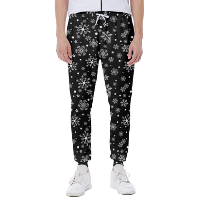 Black And White Snowflake Pattern Print Scuba Joggers