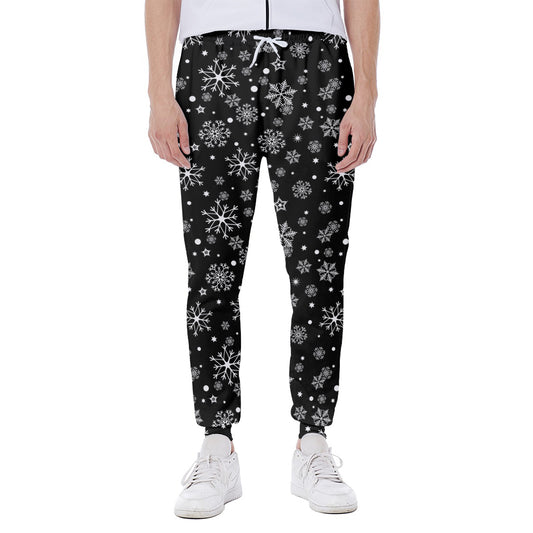 Black And White Snowflake Pattern Print Scuba Joggers