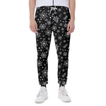 Black And White Snowflake Pattern Print Scuba Joggers