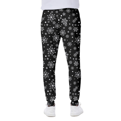 Black And White Snowflake Pattern Print Scuba Joggers