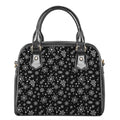 Black And White Snowflake Pattern Print Shoulder Handbag