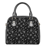Black And White Snowflake Pattern Print Shoulder Handbag