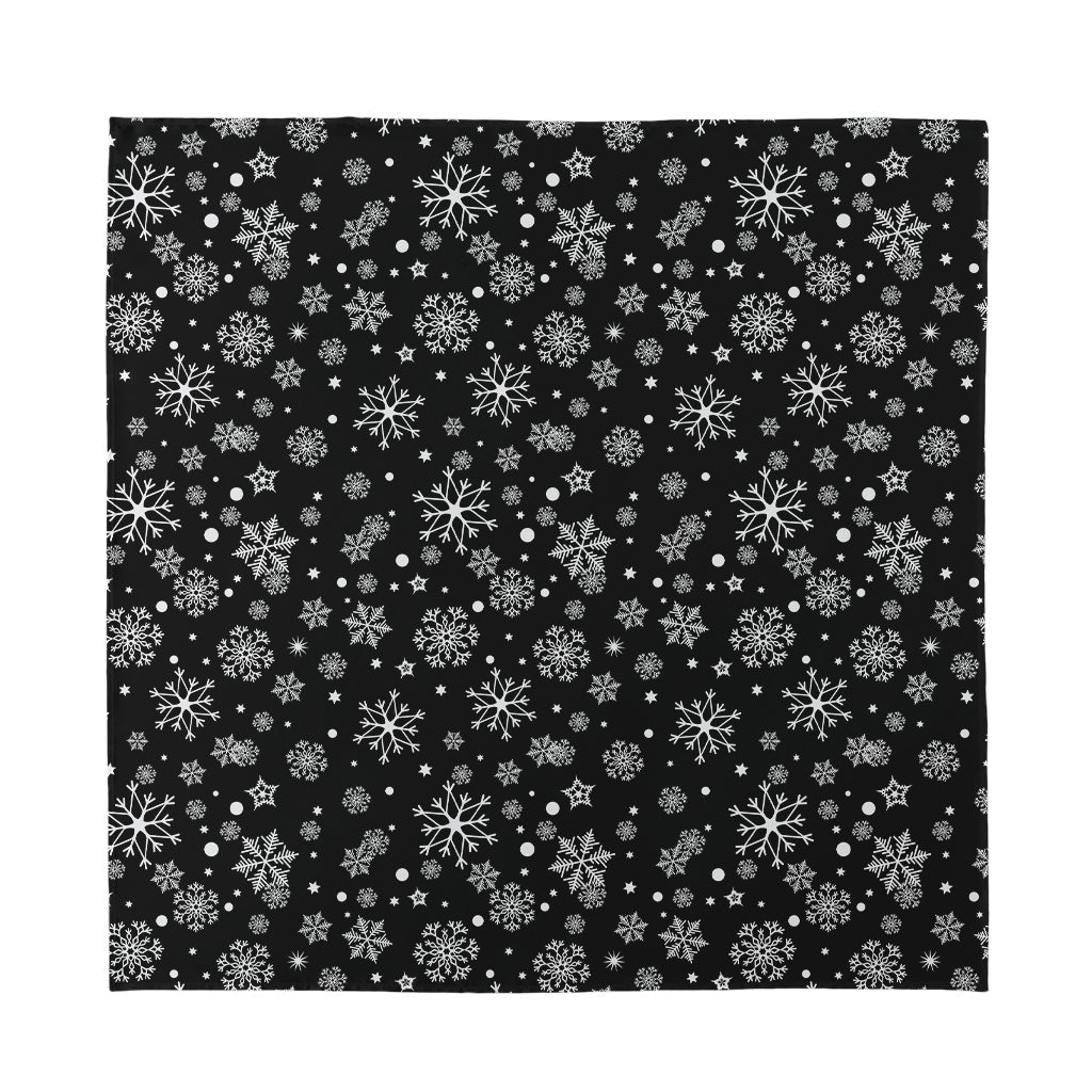 Black And White Snowflake Pattern Print Silk Bandana
