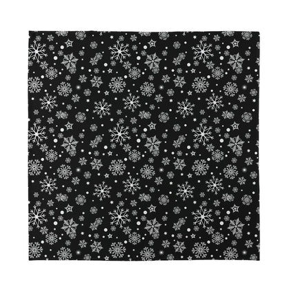 Black And White Snowflake Pattern Print Silk Bandana