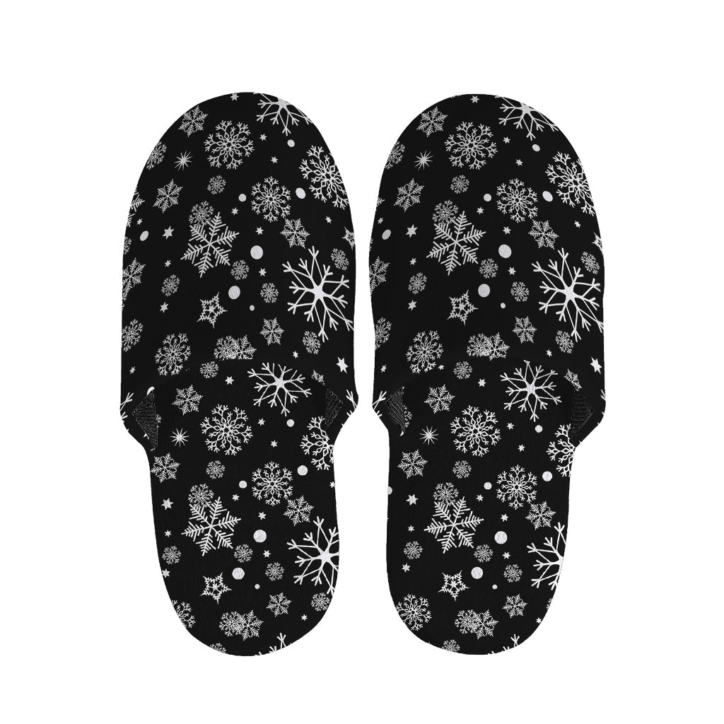 Black And White Snowflake Pattern Print Slippers