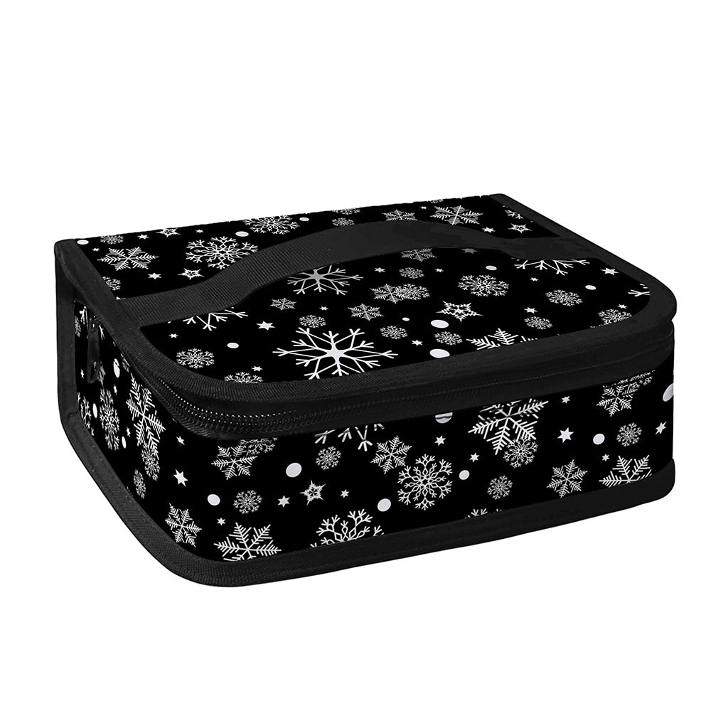 Black And White Snowflake Pattern Print Small Lunch Bag