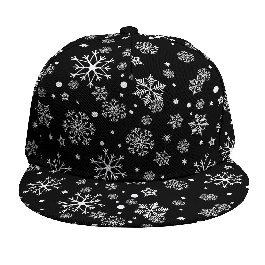 Black And White Snowflake Pattern Print Snapback Cap