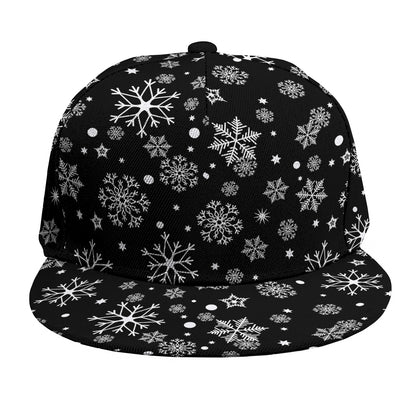 Black And White Snowflake Pattern Print Snapback Cap