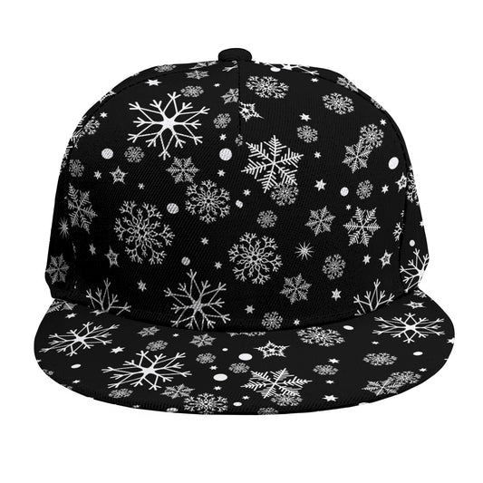 Black And White Snowflake Pattern Print Snapback Cap