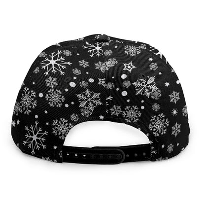 Black And White Snowflake Pattern Print Snapback Cap