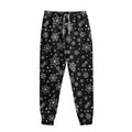 Black And White Snowflake Pattern Print Sweatpants