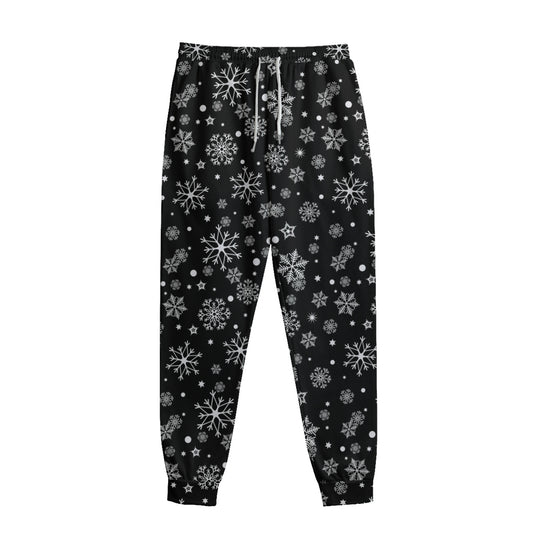 Black And White Snowflake Pattern Print Sweatpants