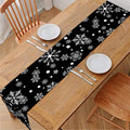 Black And White Snowflake Pattern Print Table Runner