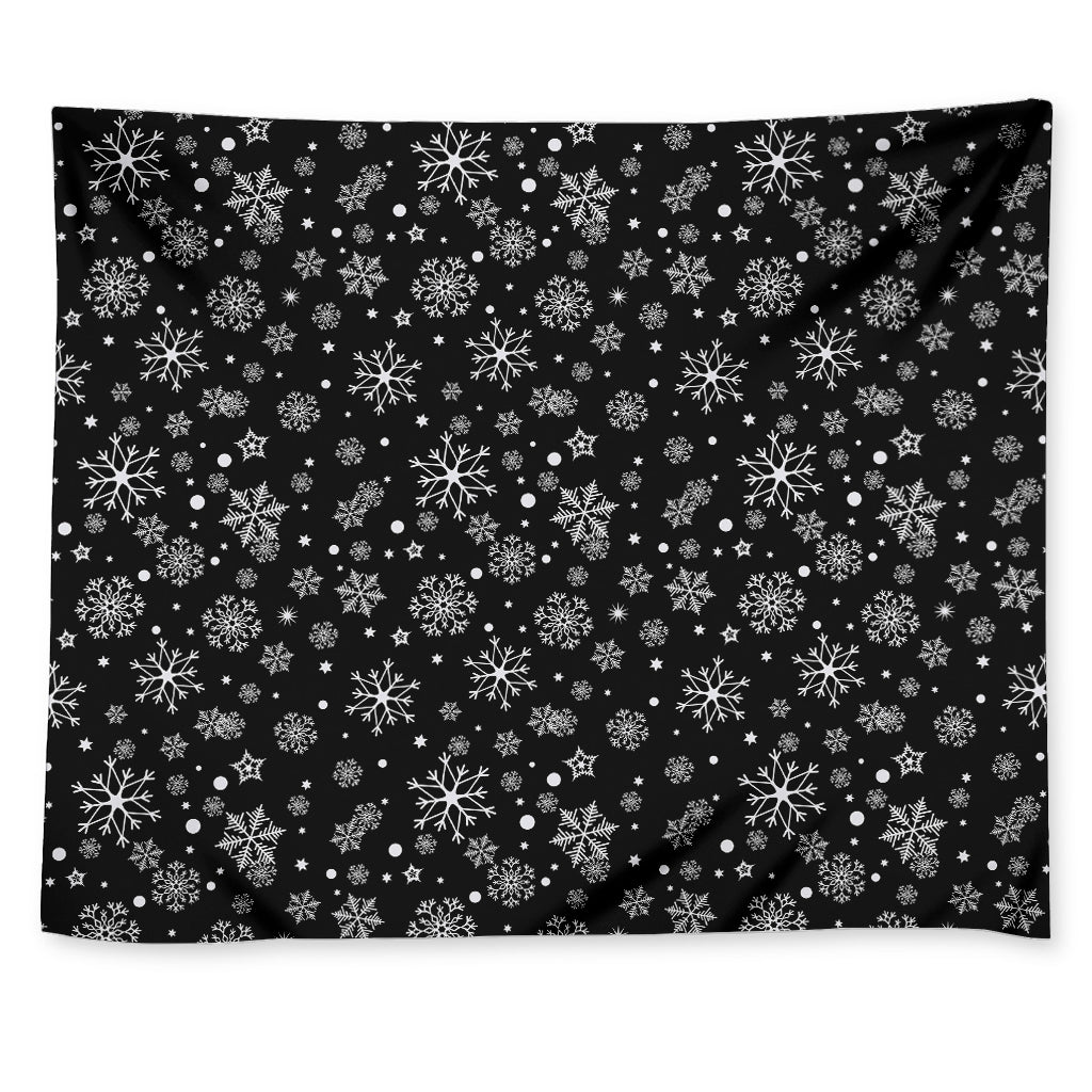 Black And White Snowflake Pattern Print Tapestry