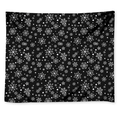Black And White Snowflake Pattern Print Tapestry