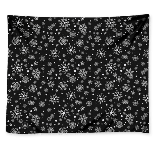 Black And White Snowflake Pattern Print Tapestry
