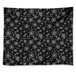 Black And White Snowflake Pattern Print Tapestry