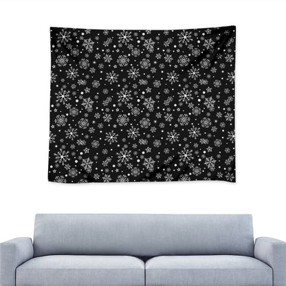 Black And White Snowflake Pattern Print Tapestry