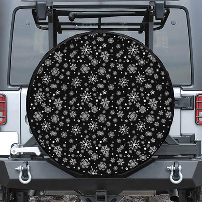 Black And White Snowflake Pattern Print Tire Cover