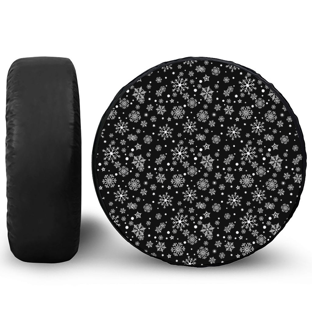 Black And White Snowflake Pattern Print Tire Cover