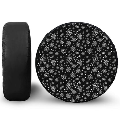 Black And White Snowflake Pattern Print Tire Cover