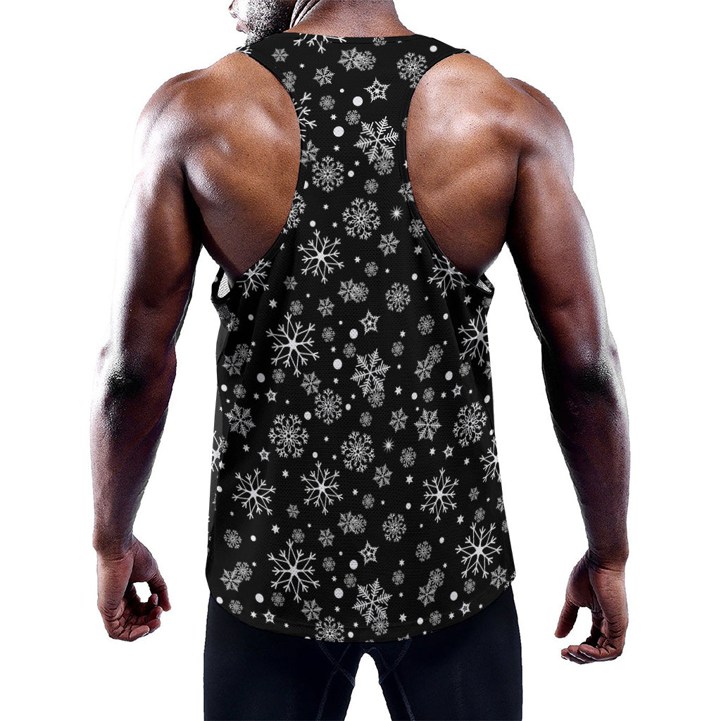 Black And White Snowflake Pattern Print Training Tank Top