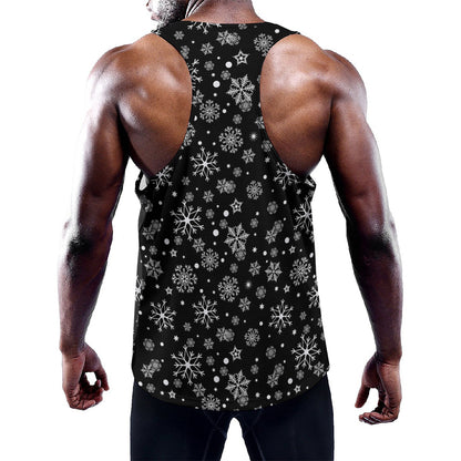 Black And White Snowflake Pattern Print Training Tank Top