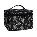 Black And White Snowflake Pattern Print Travel Makeup Bag