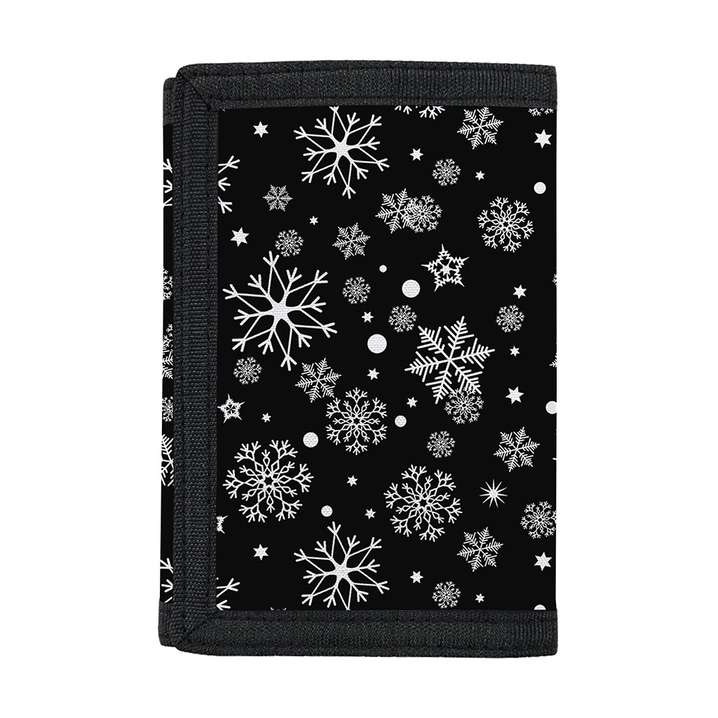 Black And White Snowflake Pattern Print Trifold Wallet