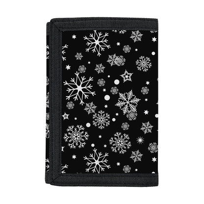 Black And White Snowflake Pattern Print Trifold Wallet