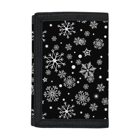 Black And White Snowflake Pattern Print Trifold Wallet