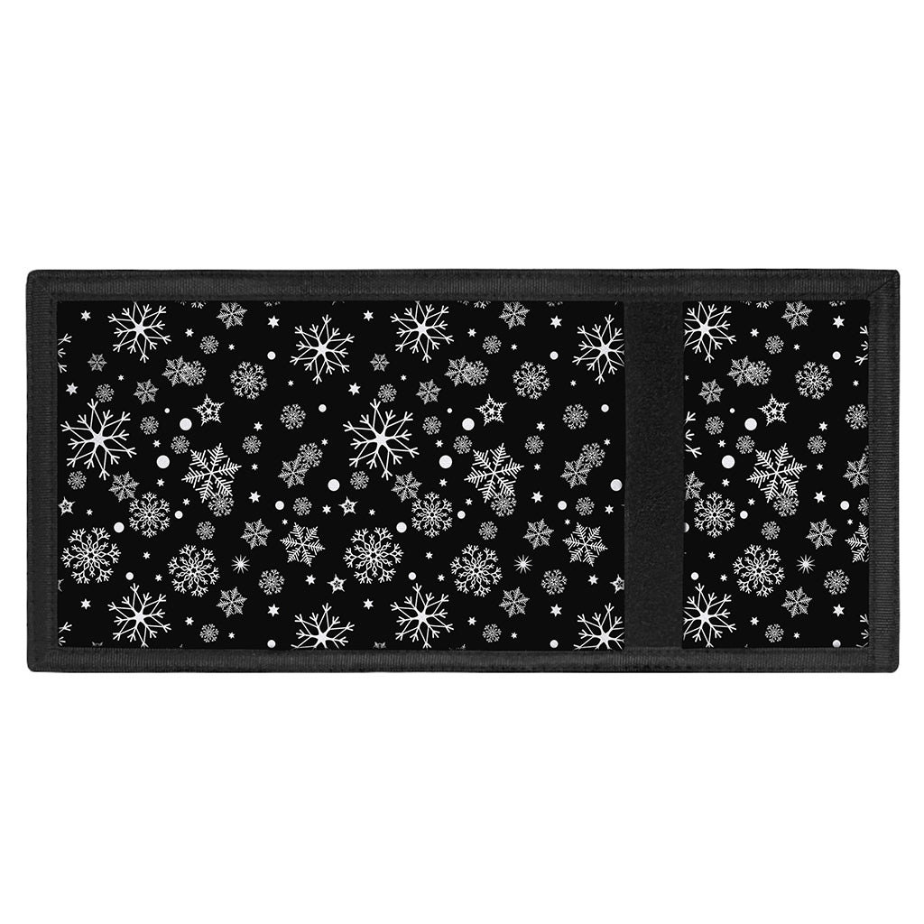 Black And White Snowflake Pattern Print Trifold Wallet