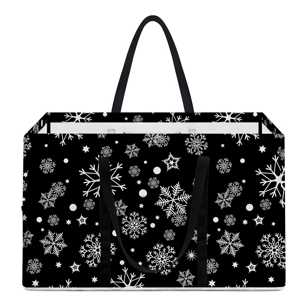 Black And White Snowflake Pattern Print Utility Tote Bag